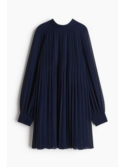 H&M - Women Blue Pleated Chiffon Dress