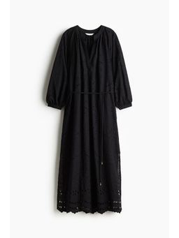 H&M - Women Black Broderie Anglaise Tie-Belt Dress