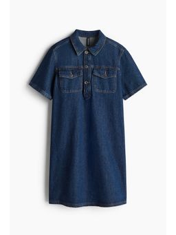 H&M - Women Blue Short-Sleeved Denim Dress