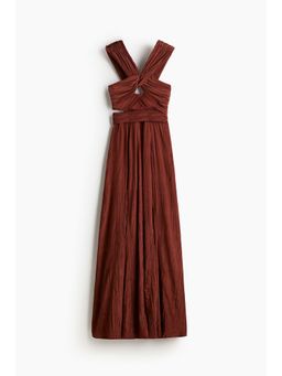 H&M - Women Brown Draped Plisse Dress