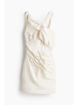 H&M - Women White Asymmetric Linen Mini Dress