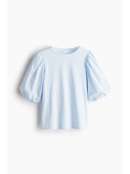 H&M - Women Blue Balloon-Sleeved Top