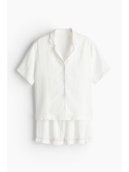H&M - Women White Linen-Blend Pyjamas