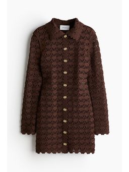 H&M - Women Brown Crochet-Look Dress