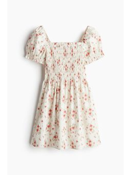 H&M - Women White Smocked Poplin Dress