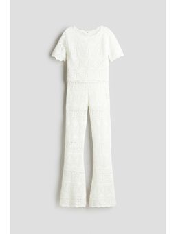 H&M - Girls White 2-Piece Crochet-Look Set
