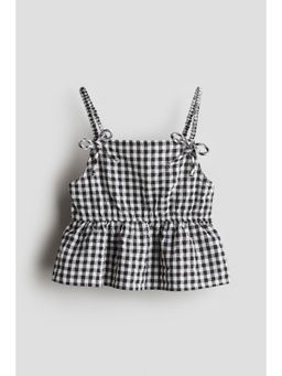 H&M - Girls White Bow-Detail Peplum Top
