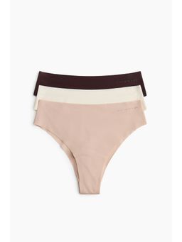 H&M - Women Beige 3-Pack Sports Brazilian Briefs With Drymove