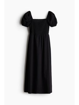 H&M - Women Black Puff-Sleeved Cotton Dress