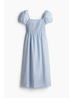 H&M - Women Blue Puff-Sleeved Cotton Dress