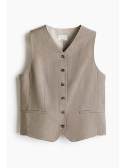 H&M - Women Beige Linen-Blend Suit Waistcoat