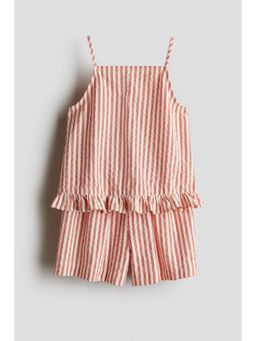 H&M - Girls Red 2-Piece Cotton Strappy Top And Shorts Set