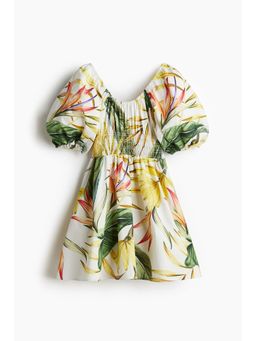 H&M - Women White Smocked-Waist Dress