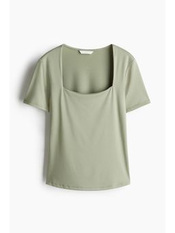 H&M - Women Green Square-Neck Top