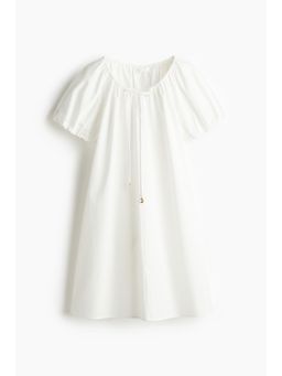 H&M - Women White Drawstring-Neck Dress
