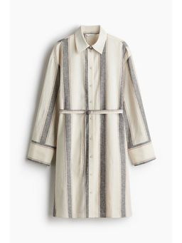 H&M - Women Blue Linen-Blend Shirt Dress