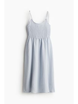 H&M - Women Blue Tie-Strap Smocked Dress