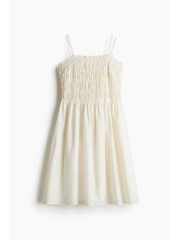H&M - Women White Smocked-Bodice Cotton Dress