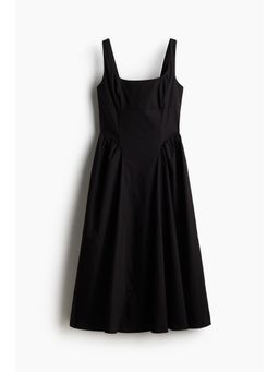 H&M - Women Black Tie-Back Poplin Dress