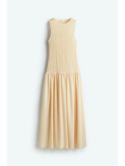 H&M - Women Yellow Smocked Jersey Dress