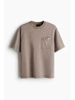 H&M - Men Beige Loose Fit Washed T-Shirt