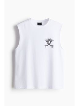 H&M - Men White Loose Fit Printed Vest Top