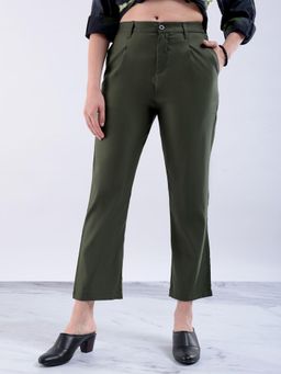 Freehand - Women Olive Straight Fit Solid Trouser