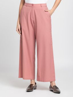 SHAYE - Women Peach Solid Casual Trouser