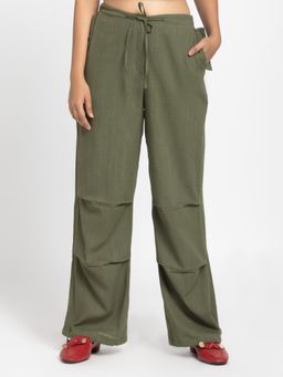 SHAYE - Women Olive Solid Parachute Trouser