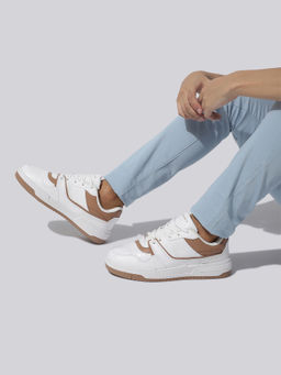 Neeman's - The Sneakpops Casual White & Tan Sneakers