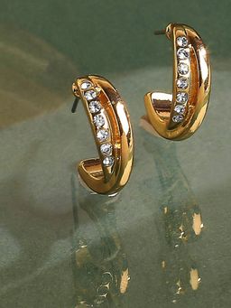 Lilly & Sparkle - Gold-Toned Contemporary Half Hoop Earrings