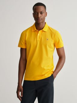 GANT - Men Yellow Solid Regular Fit Polo T-Shirt