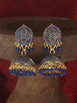 Anika's Creations - Traditional Gold Plated Enamelled Party Wear Jhumka Earring