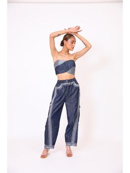 Bani Khurana - Inked Petal Crop Top with Pant