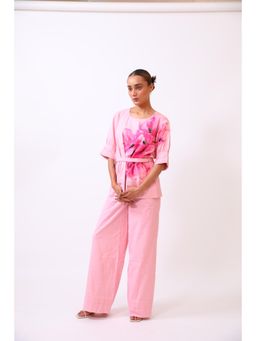 Bani Khurana - Hand Painted Bloom Top with Pant and Belt