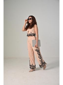 Bani Khurana - Beige Cotton Linen Embroidery Round Neck Co-Ord Set