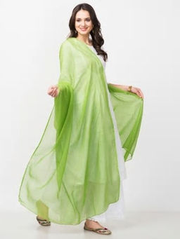 Fabindia - Green Cotton Silk Kota Woven Plain Dupatta