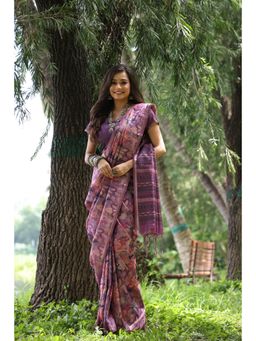 Mysilklove - Light Mauve Purple Tussar Silk Saree with Unstitched Blouse