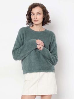 VERO MODA - Green Fuzzy Sweater