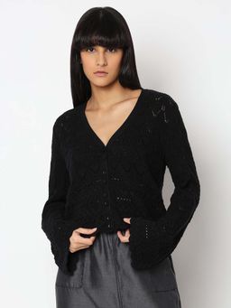 VERO MODA - Black Pointelle Cardigan