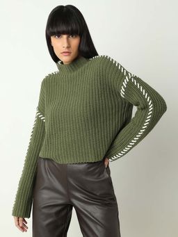 VERO MODA - Green Funnel Neck Sweater