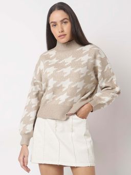 VERO MODA - Beige Printed Sweater