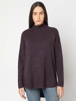 VERO MODA - Purple High Neck Long Sweater