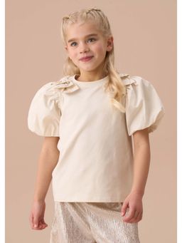 ANGEL & ROCKET - Girls Half Sleeve Regular Fit Flossie Bow Shoulder Puff Sleeve Top