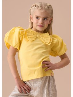 ANGEL & ROCKET - Girls Half Sleeve Relaxed Eleri Bow Puff Sleeve Top