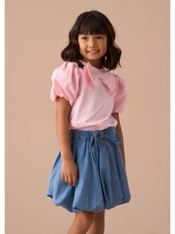 ANGEL & ROCKET - Girls Half Sleeve Regular Fit Eleri Bow Puff Sleeve Top