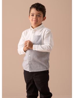 ANGEL & ROCKET - Boys Full Sleeve Regular Fit Hank Grey Textured Stripe Block Shirt