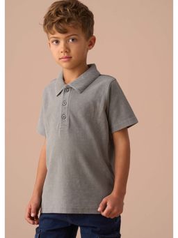 ANGEL & ROCKET - Boys Half Sleeve Regular Fit Rex Washed Zip Polo T-Shirt