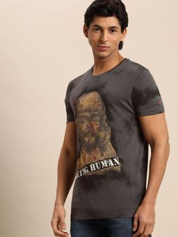 Being Human - Men Printed Charcoal T-Shirt