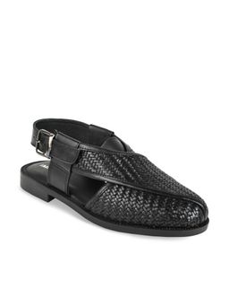 Imperio - Men Black Textured Leather Sandals